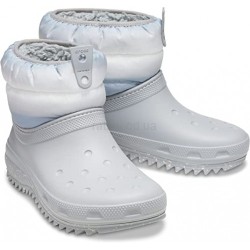 Зимові Чоботи Жіночі Сірі Короткі Crocs Classic Neo Puff Shorty Light Grey / White