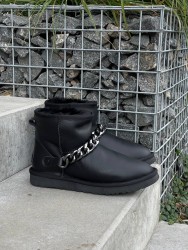 Угг Міні Чорні Шкіряні з Цепкою Ugg Mini Chain Black Leather