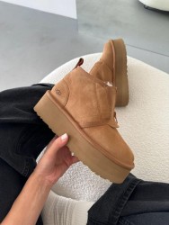 УГГ Платформа Ньюмел Чоботи Руді Замша с Змійкою (Рижі) Ugg Neumal Platform Zipper Chestnut