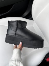 УГГ Ультра Міні Чорні на Платформі Шкіряні Ugg Ultra Mini Platform Black Leather