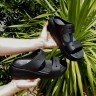 Крокс шлепанці Чорні crocs classic crush - heeled mules black