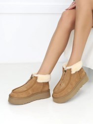 УГГ Платформа Жіночі Замша Руді (Каштанові) з ЗмійкоюUGG Funkette Boot Chestnut Suede