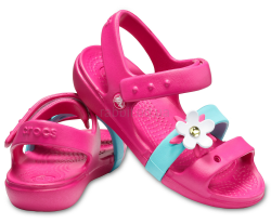 Крокс Сандалі Дитячі Рожеві с Квіткою Crocs Keeley Charm Sandal Candy Pink
