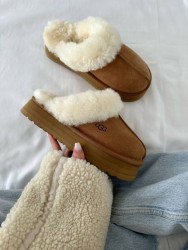 УГГ Шьопанці Платформа Коричневі (Каштанові) Замша UGG Disquette Chestnut Platform Slippers