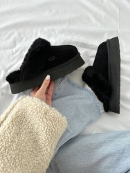 УГГ Шьопанці Платформа Чорні Замша UGG Disquette Black Platform Slippers 