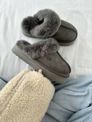 УГГ Шьопанці Платформа Сірі Замша UGG Disquette Black Platform Slippers  Charcoal