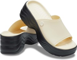 Крокс Скайлайн Шльопанці Платформа Бежеві Crocs Skyline Slide Vanilla/Black