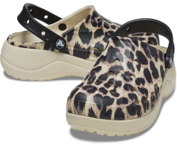 Крокс Бая Клог Платформа Беж з Принтом Леопард Crocs Baya Platform Printed Clog Leopard