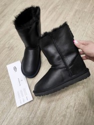 УГГ Жіночі Чорні Середні Шкіряні с Замш Пяткою  Ugg Australia Original Zip Black