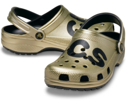 Крокс Класік Клог Лого Золоті Crocs Classic Metallic Logo Clog Gold Metallic