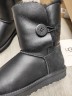 Угг Середні Чорні Шкіряні з Пуговкою UGG Australia Black Leather