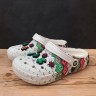 Крокс Класік Жіночі з Хутром Новорічні Crocs Classic Lined Holiday Charm Clog White / Multi