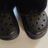 Крокс Краш Платформа Чорні з Хутром Блискучі Crocs Furever Crush Glitter Black