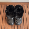 Крокс Краш Платформа Чорні з Хутром Блискучі Crocs Furever Crush Glitter Black