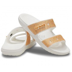 Крокс Шльопки Білі С Золотим Напилинням Crocs Classic Crocs Glitter Sandal Orange Sorbet